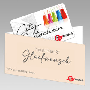 City-Gutschein Unna als Karte (Design: "Herzlichen Glückwunsch - neutral")
